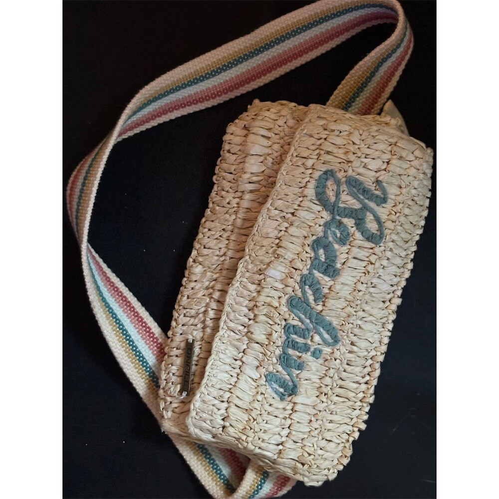 O’Neill Crossbody Bag Womens Natural Raffia Straw Multicolor Strap